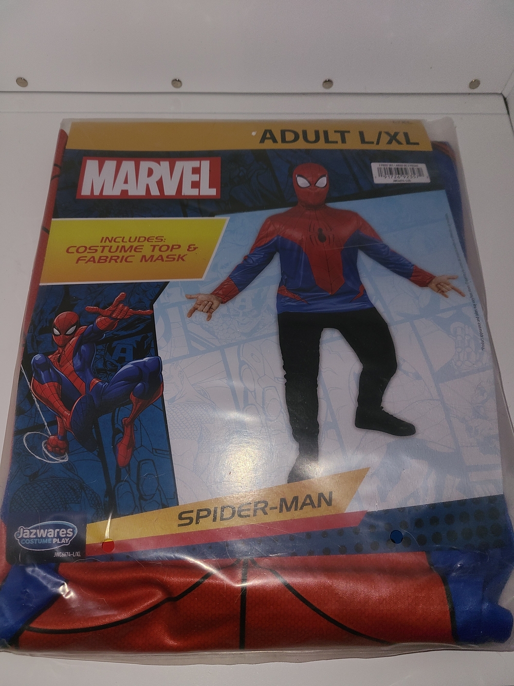 Marvel Spider-Man Adult L/XL Costume Top & Mask - Red/Blue